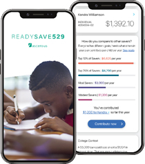 Visual of the Ready Save 529 mobile app